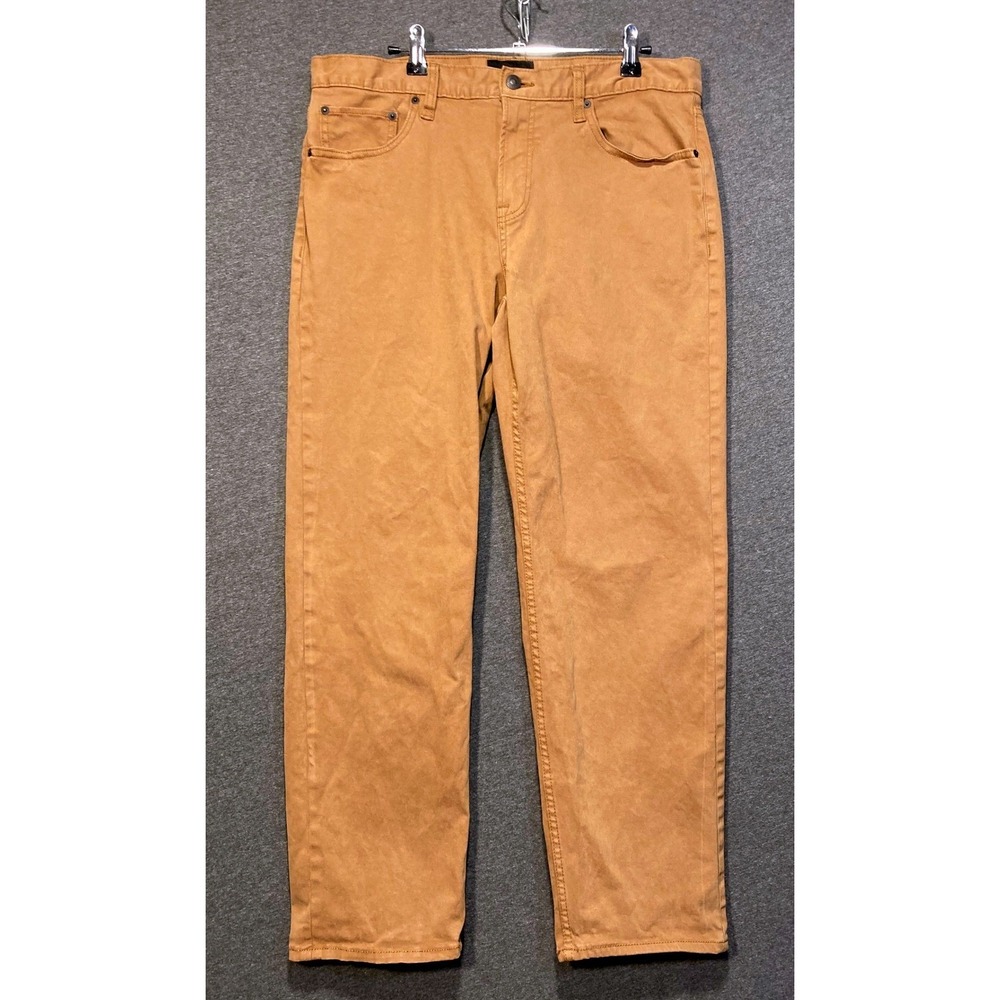 Free Assembly Mens Modern Straight Leg Pants Tan Brown 34x30 FAMDN00156SP25